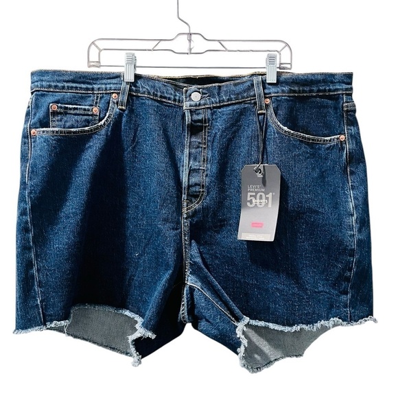 Levi Strauss 501 NWT High Rise Denim Jean Shorts Size 22W Blue Cut Off Casual - Picture 1 of 5